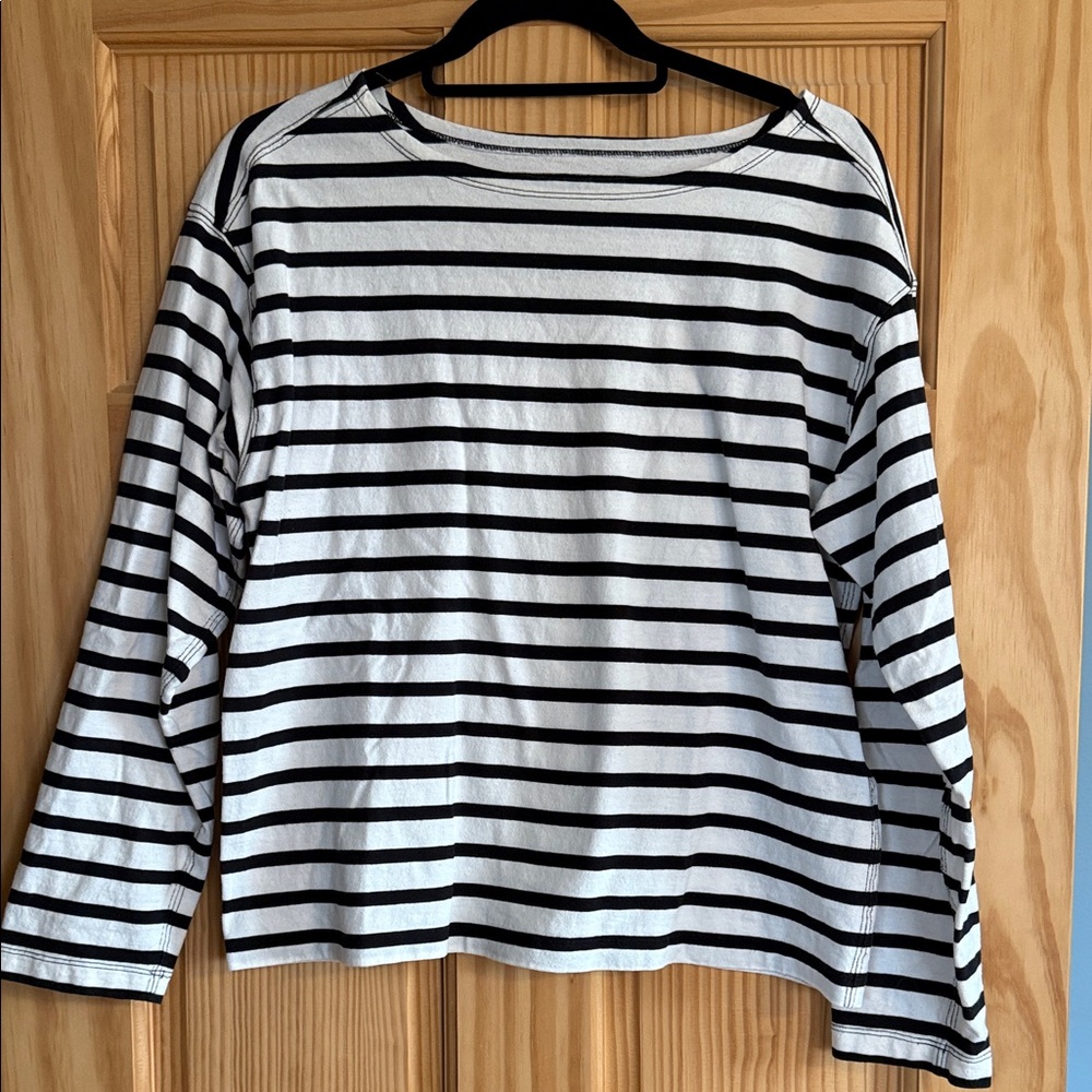 Everlane Black and White Mariner Long Sleeve Top